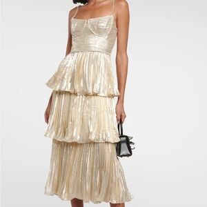 Hemline Gold Tiered Dress